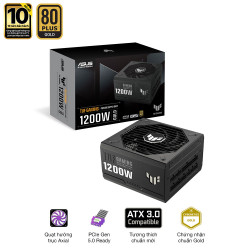 Nguồn Máy Tính Asus TUF Gaming 1200G - 1200W 80 plus Gold (ATX 3.0 - Pcie 5.0 - Full Modular)