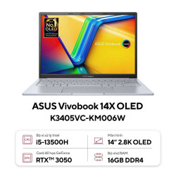 Laptop ASUS Vivobook 14X OLED K3405VC-KM006W (Intel Core i5-13500H | 16GB | 512GB | RTX 3050 | 14 inch 2.8K OLED | Win 11 | Bạc)