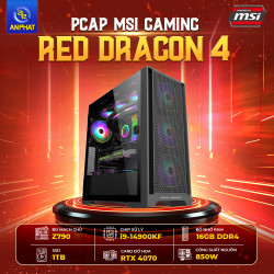 PCAP MSI GAMING RED DRAGON 4 A.I ( i9-14900KF | 16GB DDR4 | RTX 4070 | SSD 1000GB | 850W | Tản nhiệt nước MSI 360 ) - Cấu hình MSI Build PC sẵn dành cho Fan Rồng Đỏ