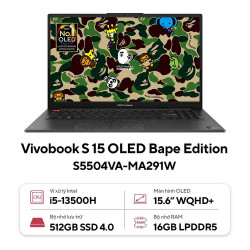 Laptop ASUS Vivobook S 15 OLED BAPE Edition S5504VA-MA291W (Intel Core i5-13500H | 16GB | 512GB | Intel Iris Xe | 15.6 inch WQHD+ | Win 11 | Đen)