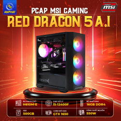 PCAP MSI GAMING RED DRAGON 5 A.I ( i5-12400F | 16GB DDR4 | GTX 1650 | SSD 500GB | PSU 550W | Tản RGB )