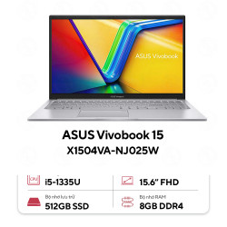 Laptop Asus Vivobook 15 X1504VA-NJ025W  (Intel Core i5-1335U | 8GB | 512GB | 15.6 inch FHD | Win 11 | Bạc)