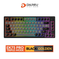 Bàn phím cơ DareU EK75 Pro Triple Mode Black Golden DareU Firefly switch