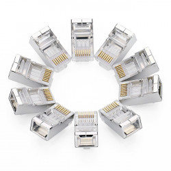 Đầu mạng RJ45 DINTEK  RJ45 CAT.6  S-FTP - shielded bọc kim loại chống nhiễu, đầu RJ45 gồm 2 thành phần ghép lại, sử dụng cho cáp CAT.6 S-FTP, 100 pcs/bag