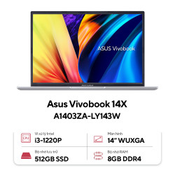 Laptop Asus Vivobook 14X A1403ZA-LY143W (Intel Core i3-1220P | 8GB | 512GB | Intel UHD | 14 inch WUXGA | Bạc | Win 11)