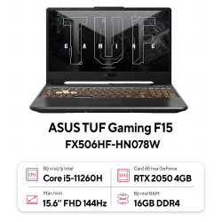 Laptop ASUS TUF Gaming F15 FX506HF-HN078W (Intel Core i5-11260H | RTX 2050 |16GB | 512GB |  15.6 inch FHD | Win 11 | Đen)