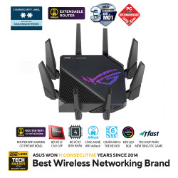 Bộ phát wifi 6 Asus ROG Rapture Gaming GT-AX11000 Pro (Chuẩn AX/ AX11000Mbps/ 8 Ăng-ten ngoài/ Wifi Mesh/ Dưới 80 User)