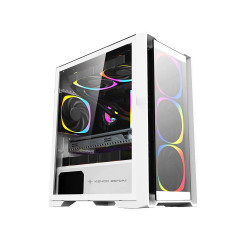 Vỏ Case Máy Tính KENOO ESPORT MK500 - 3F WHITE (Matx, Màu Trắng, 3 Fan RGB)