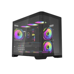 Vỏ Case AIGO AQUARIUM ARC1 BLACK (MATX,MÀU ĐEN,Kính Cong) Case Bể Cá 