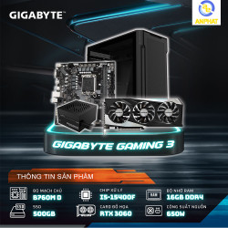 PCAP GIGABYTE GAMING 3 ( i5 12400F | RTX 3060 12GB | 16GB DDR4 | SSD 500GB | PSU 650W )