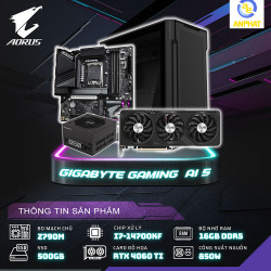 PCAP GIGABYTE GAMING 5 A.I ( i7 14700KF | RTX 4060Ti | 16GB DDR5 | SSD 500GB | PSU 850W | Tản nhiệt nước 360 RGB )