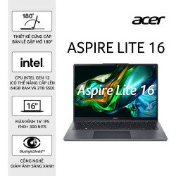 Laptop Acer Aspire Lite AL16-51P-596H NX.KWZSV.002 (Intel Core i5-1235U | 8GB | 512GB | Intel HD | 16 inch WUXGA | Win 11 | Xám)