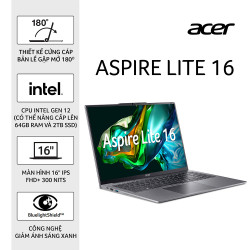 Laptop Acer Aspire Lite AL16-51P-55N7 NX.KX0SV.001 (Intel Core i5-1235U | 16GB | 512GB | Intel HD | 16 inch WUXGA | Win 11 | Xám)