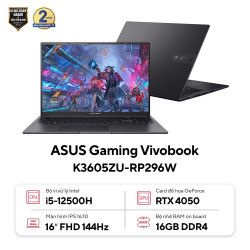 Laptop ASUS Gaming Vivobook K3605ZU-RP296W (Intel Core i5-12500H | 16GB | 512GB | RTX 4050 | 16 inch WUXGA | Win 11 | Đen)