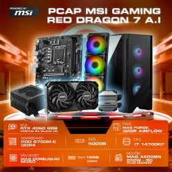 PCAP MSI GAMING RED DRAGON 7 A.I (i7-14700KF | 16GB DDR4 | RTX 4060 | SSD 500GB | 650W | Tản nước 360 MSI) - Cấu hình MSI Build PC sẵn dành cho Fan Rồng Đỏ