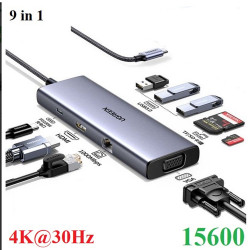 Bộ chuyển đổi USB-C sang USB-C PD+3*USB 3.0+RJ45+HDMI hỗ trợ 4k+VGA+SD/TF Ugreen (15600)