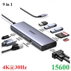 Bộ chuyển đổi USB-C sang USB-C PD+3*USB 3.0+RJ45+HDMI hỗ trợ 4k+VGA+SD/TF Ugreen (15600)