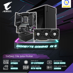 PCAP GIGABYTE GAMING 6 A.I ( i7 14700KF | RTX 4070 | 16GB DDR5 | SSD 500GB | PSU 850W | Tản nhiệt nước 360 RGB )