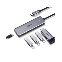 Bộ chia HUB USB 3.0 4 cổng màu xám dài 20cm Ugreen (70336)