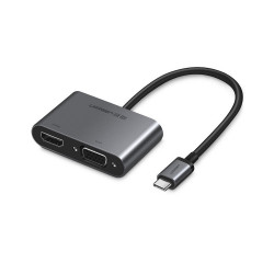 Bộ chuyển đổi USB Type-C sang HDMI+VGA màu xám, kèm cổng sạc Ugreen (50505)