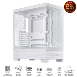 Vỏ case máy tính ASUS A31 TG WHITE (ATX, tương thích MB giấu dây, hỗ trợ lắp lên tới 10 quạt 120mm)