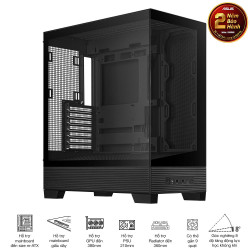 Vỏ case máy tính ASUS A31 TG BLACK (ATX, tương thích MB giấu dây, hỗ trợ lắp lên tới 10 quạt 120mm)
