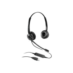 Tai nghe loại chụp đầu Grandstream GUV3000, có dây cắm, có mic nối liền.
