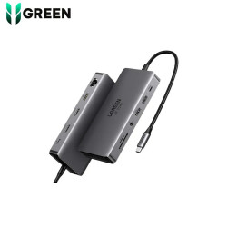 Bộ chuyển đổi USB-C sang 2*USB-A 3.2+1*USB-A 3.0+1*USB-C 3.2+2*HDMI 8K@30Hz+LAN+SD/TF+3.5mm Ugreen (15965)