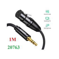 Cáp dữ liệu AV 3.5mm ra XLR  truyền âm thanh màu xám,dài 1M Ugreen (20763)