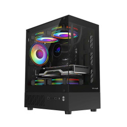 VỎ MÁY TÍNH VITRA ATLANTIS X6 LITE BLACK KÈM 3FAN RGB (M-ATX/TopRad240)