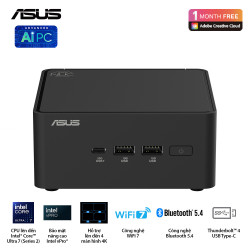 Bộ Mini PC Asus NUC 15 PRO Tall RNUC15CRHU700000I (Intel Core Ultra 7 255H | 2xDDR5-6400 | 2xNVMe,SATA | 2x HDMI 2.1 | 2x Thunderbolt | VESA MOUNT | Black)
