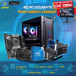 BỘ MÁY TÍNH GIGABYTE RTX5060 TI 16GB - PCAP Live E-sports i5 14600KF, RAM 16GB, SSD 500GB	