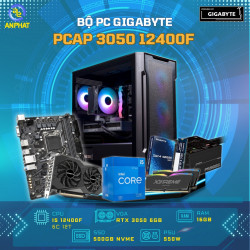 BỘ MÁY TÍNH GIGABYTE RTX3050 6GB - PCAP E-sports i5 12400F, RAM 16GB, SSD 500GB