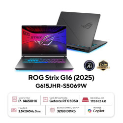 Laptop ASUS ROG Strix G615JHR-S5069W (Intel Core i7-14650HX | RTX 5050 8GB |  16 inch 2,5K IPS 240Hz | 32GB | 1TB | Win 11 | Xám)
