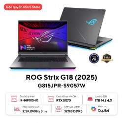Laptop ASUS ROG Strix G18 G815JPR-S9057W (Intel Core i9 14900HX | RTX 5070 | 18 inch 2.5K 240Hz | 32GB | 1TB | Xám | Win 11)