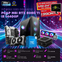 PCAP MSI RTX 5060TI 16GB RED DRAGON ( I5 14400F - 16GB RAM - 500GB SSD) POWERED BY MSI
