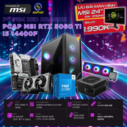 PCAP MSI RTX 5060TI 16GB RED DRAGON ( I5 14400F - 16GB RAM - 500GB SSD) POWERED BY MSI