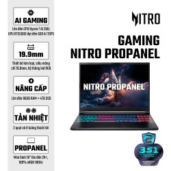 Laptop Acer Gaming Nitro ProPanel ANV16S-61-R0B8 NH.QXQSV.001 (Ryzen AI 5 340 | RTX 5050 | 16" FHD IPS 180Hz 100% sRGB | Win 11 | Đen)