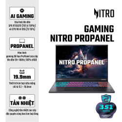 Laptop Acer Gaming Nitro ProPanel AN16S-61-R5F4 NH.QXFSV.001 (Ryzen AI 7 350 | RTX 5060 | 16" FHD+ IPS 180Hz 100% sRGB | Win 11 | Đen)