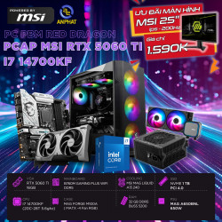 PCAP MSI RTX 5060 Ti 16GB RED DRAGON (i7 14700KF - 32GB RAM DDR5 - 1TB SSD-WC ) POWERED BY MSI