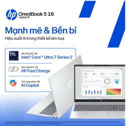 Laptop HP OmniBook 5 AI 16-AF1048TU BZ7Q9PA (Intel Core Ultra 5 225U | 16GB | 512GB | Intel Graphic | 16 inch WUXGA | Win 11 | Office |Bạc)