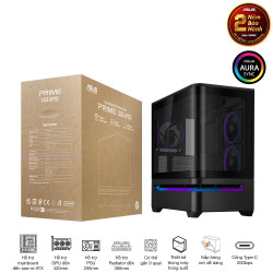 Vỏ máy tính Asus Prime AP202 TG BLACK (Không quạt)