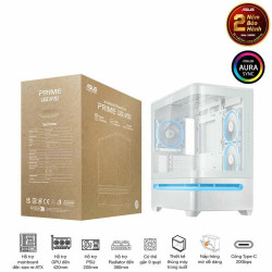 Vỏ máy tính Asus Prime AP202 TG WHITE (Không quạt)