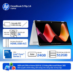 Laptop HP OmniBook 5 Flip 14-fp0055TU BZ7Q4PA (Intel Core 7 150U | 24GB | 512GB | Intel Graphics | 14 inch WUXGA IPS Cảm ứng | Win 11 | Pen | Bạc)