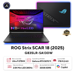 Laptop ASUS ROG Strix SCAR 18 G835LR-SA130W (Intel Core Ultra 9 Processor 275HX | RTX 5070 Ti | 18 inch 2.5K 240Hz | 32GB | 1TB | Win 11 | Đen)