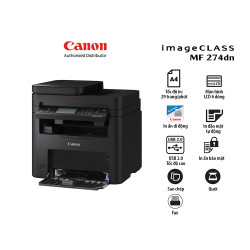 Máy in laser đen trắng đa năng Canon MF274dn (In đảo mặt | Copy| Scan | ADF | Fax| A4| A5 USB| LAN)