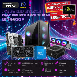 PCAP MSI RTX 5070 Ti 16GB RED DRAGON (i5 14400F - 16GB RAM DDR5 - 1TB SSD-WC ) POWERED BY MSI