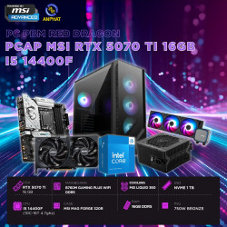 PCAP MSI RTX 5070 Ti 16GB RED DRAGON (i5 14400F - 16GB RAM DDR5 - 1TB SSD-WC ) POWERED BY MSI