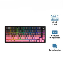 Bàn phím cơ LEOBOG Hi75C Pro Black Pink Gradient Star Vector switch