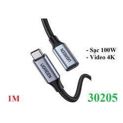 Cáp dữ liệu USB-C nối dài ,truyền dữ liệu từ máy tính ra điện thoại, dài 1M Ugreen (30205)